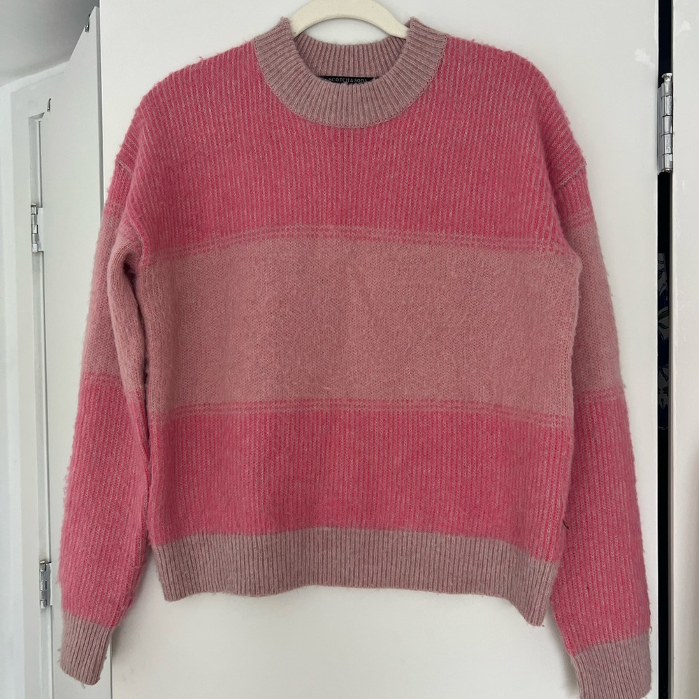 Scotch & Soda Pink Striped Crewneck Sweater